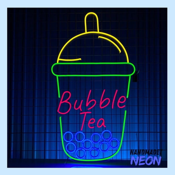 Handmadetneonsign Bubble Tea Neon Sign, Milk Tea Led Sign, Drink Shop Wall Art, Milk Tea House Wall Decor 80018