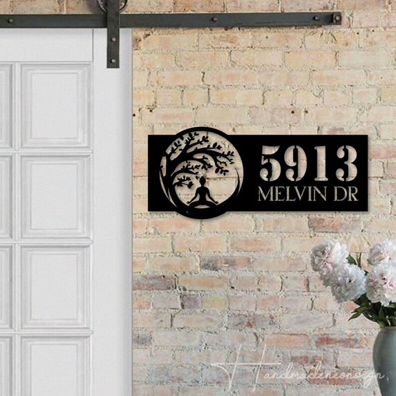 Handmadetneonsign Buddha Tree House Number Metal Wall Art LED Light - Personalized Sign Home Decor 44528