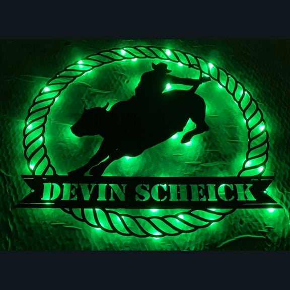 Handmadetneonsign Bull Rider Metal Wall Art Light, Bull Rider Metal Sign Wall Decor, Bull Rider Metal Decor