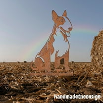 Handmadetneonsign Bull Terrier Dog Rusty Metal Stake, Bull Dog Memorial Yard Stake, Dog Garden Stake 72261
