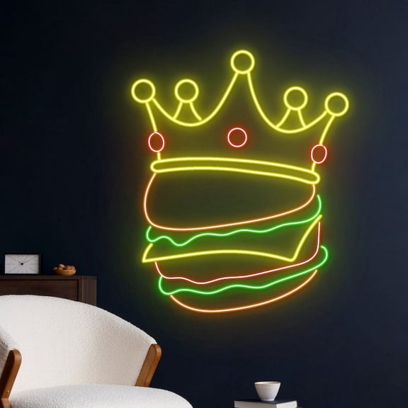 Handmadetneonsign Burger King Neon Sign, Burger King Crown Neon Light, Burger Crown Led Light