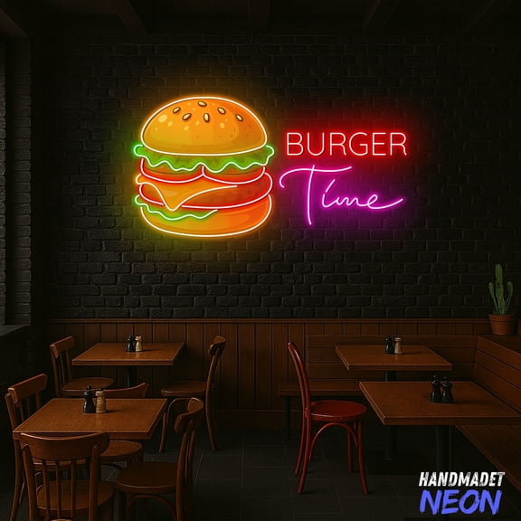 Handmadetneonsign Burger Neon Sign, Fast Food Neon Sign, Burger Shop Decor