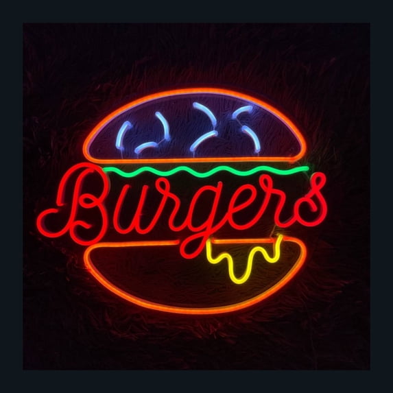Handmadetneonsign Burger Restaurant Neon Sign, Cheese Burger Wall Art Decor, Burger Restaurant Wall Decor