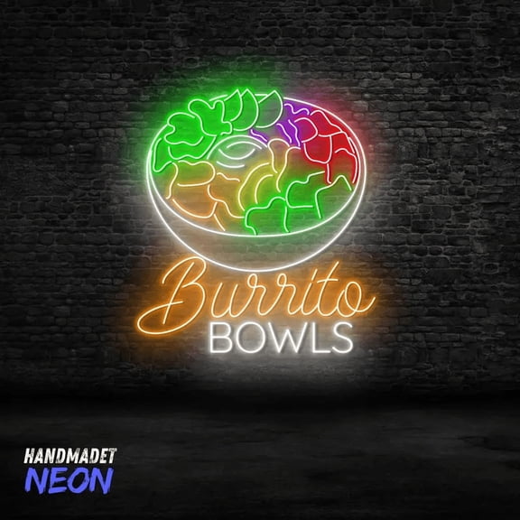 Handmadetneonsign Burrito Bowls Neon Sign, Mexican Food Wall Decor for Restaurant, Cafe, Kitchen 133054