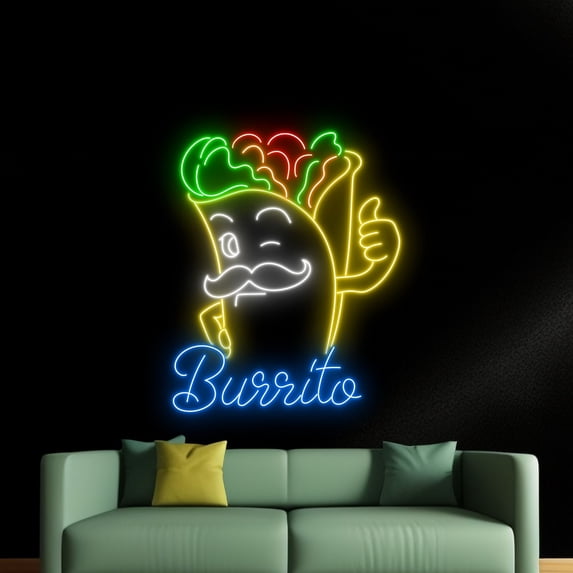 Handmadetneonsign Burritos Neon Sign, Burritos Wall Art Decor, Home Bar Pub Kids Room Wall Decor