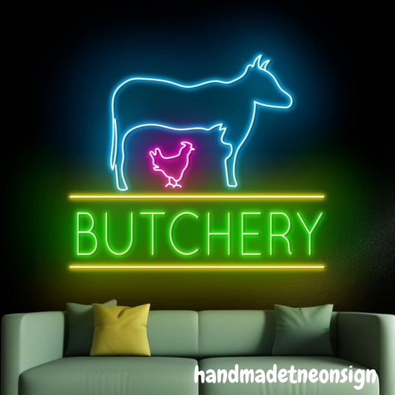 Handmadetneonsign Butchery Neon Sign, Butcher Store Wall Art Decor, Butcher Store Shop Wall Decor 65810