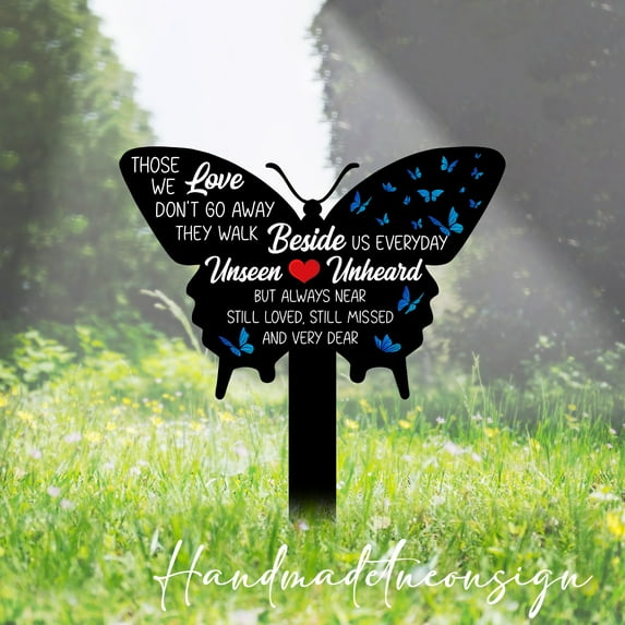 Handmadetneonsign Butterfly Memorial Garden Stake, In Loving Memory, Cemetery Decor, Sympathy Gift 65966
