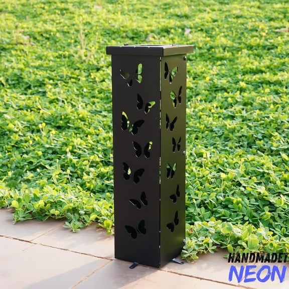 Handmadetneonsign Butterfly Metal Garden Column, Metal Garden Column, Landscape Sculpture 136574