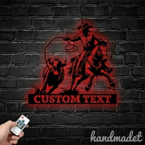 Handmadetneonsign Calf Roping Metal Wall Art Light, Horse Metal Sign Wall Decor, Horse Metal Decor
