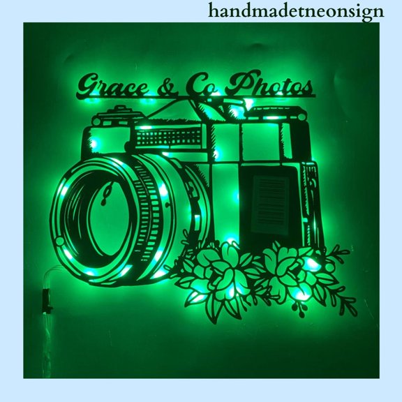 Handmadetneonsign Camera Metal Wall Art Light, Photography Metal Sign Wall Decor, Photograph Metal Decor 50516