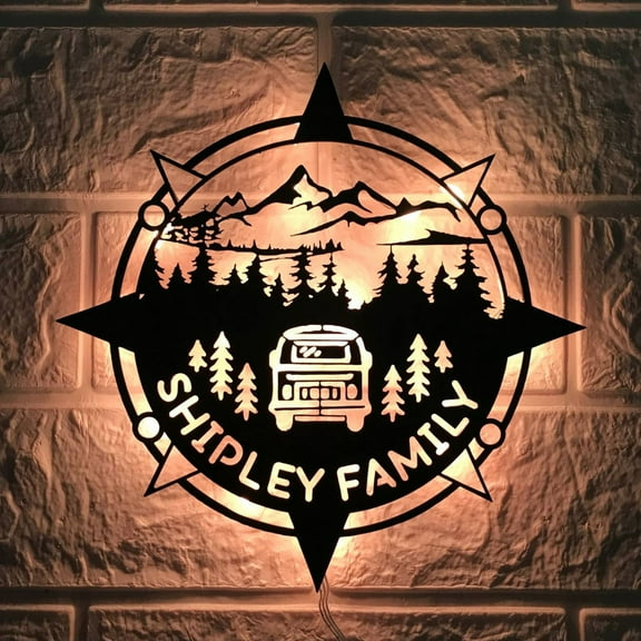 Handmadetneonsign Camping Metal Wall Art Light, Family Camping Metal Sign Wall Decor, Camping Metal Decor