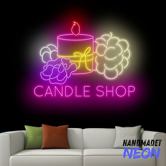 Handmadetneonsign Candle Shop Neon Sign, Handmade Candle Led Sign, Candle Store Wall Art, Candle Gift Home Wall Decor 80720