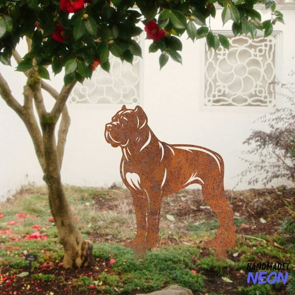 Handmadetneonsign Cane Corso Dog Rusty Metal Stake, Dog Garden Stake, Yard Outdoor Stake Decor 046805