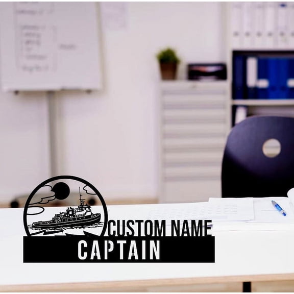 Handmadetneonsign Captain Metal Nameplate, Captain Desk Name Plate, Captain Desk Nameplate