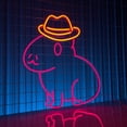 thumbnail image 1 of Handmadetneonsign Capybara Neon Sign, Capybara Cowboy Wall Art Decor, Animal Wall Decor, 1 of 5