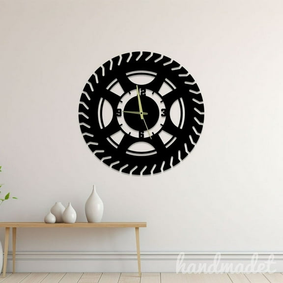 Handmadetneonsign Car Wheel Wall Clock Unique, Year Date Round Wall Clock, Text Oversize Wall Clock 60341