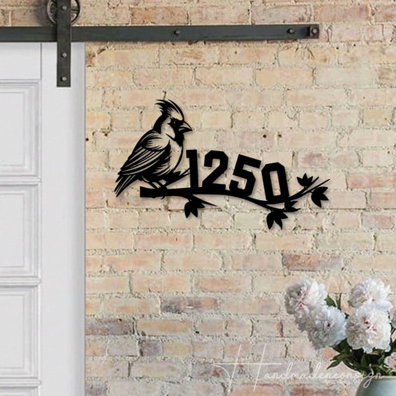 Handmadetneonsign Cardinal Bird Address House Number, Cardinal Home Address Metal, Bird Metal Wall Sign 63530