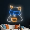 thumbnail image 1 of Handmadetneonsign Cat Drinking Tea Neon Sign, Cat Tea Cup Led Sign, Cat Glasses Neon Lights, 1 of 5
