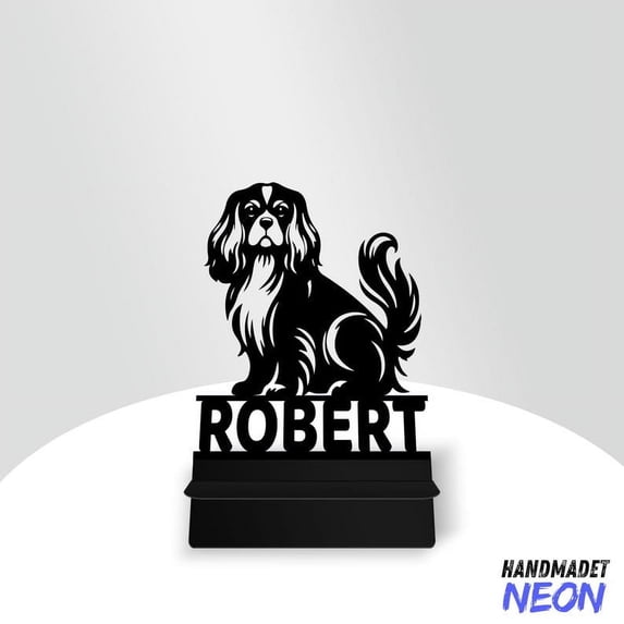 Handmadetneonsign Cavalier King Charles Spaniel Phone Stand, Dog Metal Cell Phone Desk 95383
