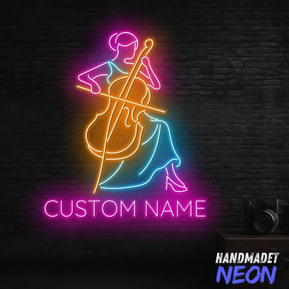 Handmadetneonsign Cellist Neon Sign, Music Room Decor, Cello Lover Gift