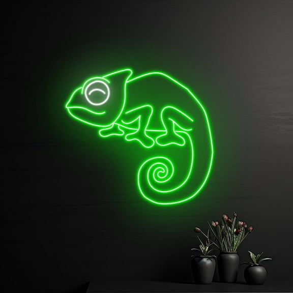 Handmadetneonsign Chameleon Neon Sign, Chameleon LED Light, Chameleon LED Sign, Reptile Neon Light
