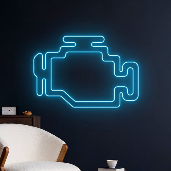 Handmadetneonsign Check Engine Neon Sign, Check Engine Led Sign, Sport Car Led Light, Racing Neon