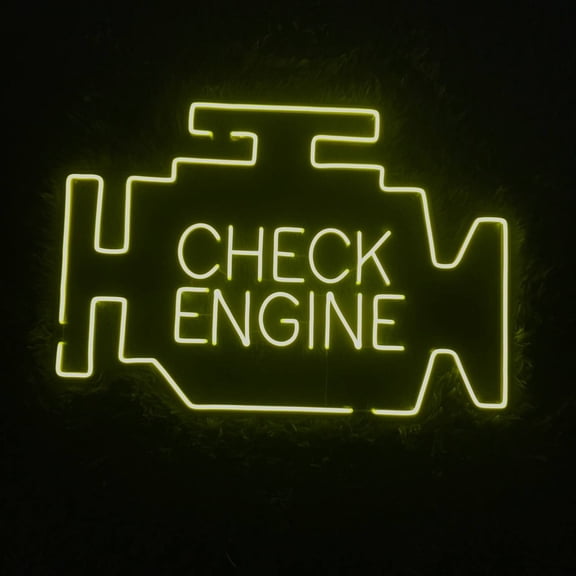 Handmadetneonsign Check Engine Neon Sign, Check Engine Wall Art Decor, Garage Auto Repair Shop Wall Decor