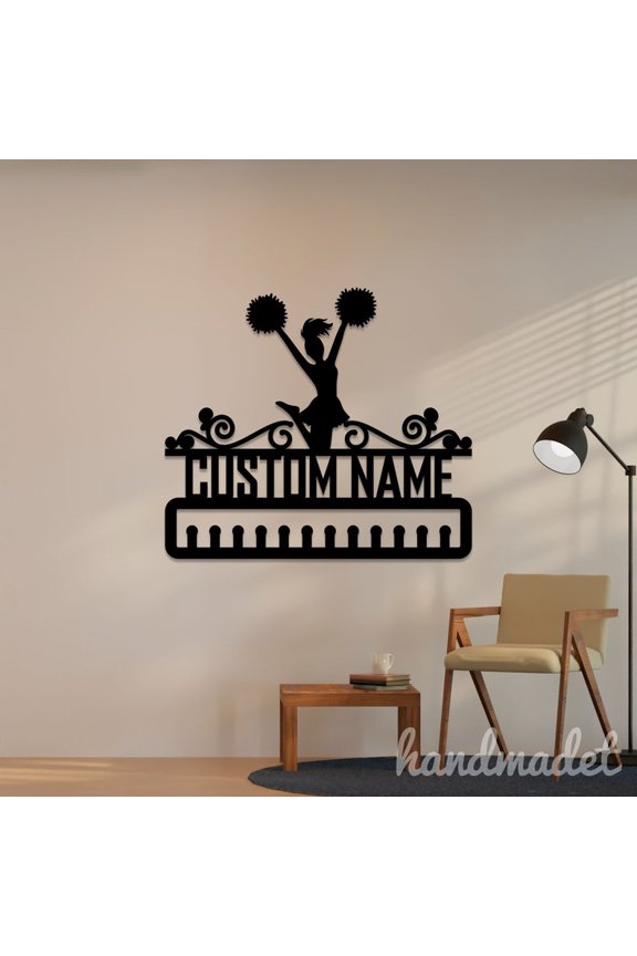 Cheerleading Medal Hanger Metal Wall Art Light, Cheerleader Metal Sign Wall Decor, Cheerleader Metal Decor 46961