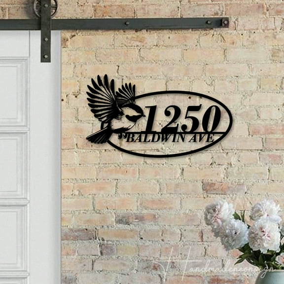 Handmadetneonsign Chickadee Address House Number, Bird Home Address Metal, Bird Metal Wall Sign 63550