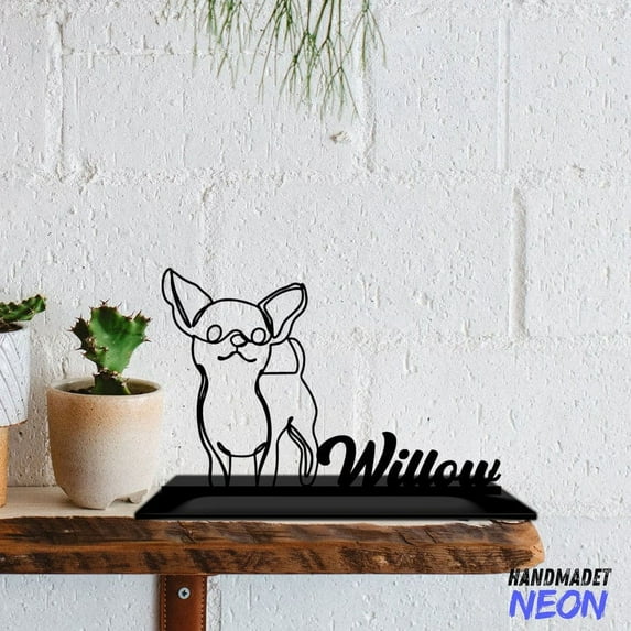 Handmadetneonsign Chihuahua Table Decor, Chihuahua Dog Metal Shelf Decor, Dog Office Home Decor 045550