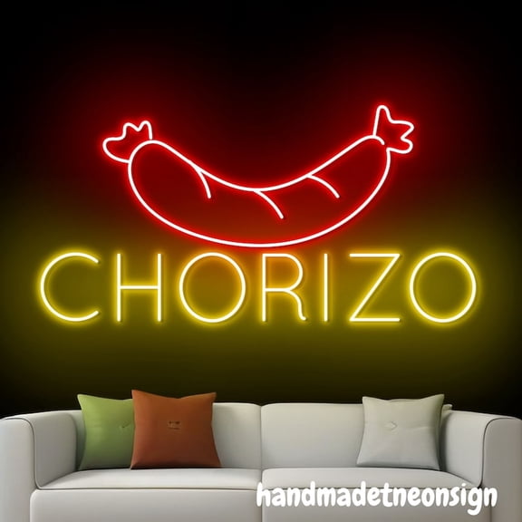 Handmadetneonsign Chorizo Neon Sign, Chorizo Sausage Wall Art, Chorizo Restaurant Wall Decor 039750