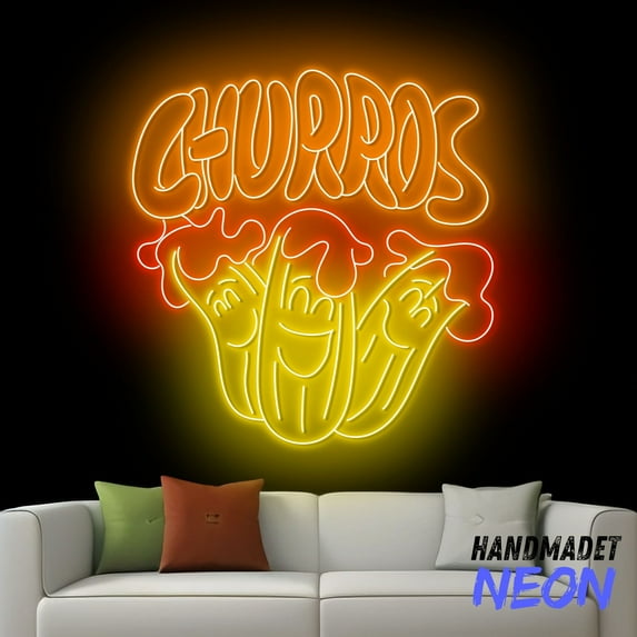 Handmadetneonsign Churros Neon Sign, Spanish Churros Led Sign, Churros Restaurant Decor, Bakery Shop Wall Art 83579