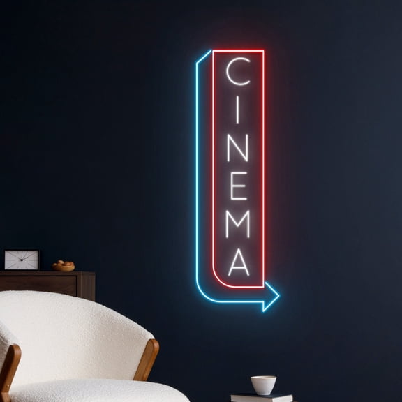 Handmadetneonsign Cinema Direction Arrow Right Neon Sign, Cinema Arrow Led Sign, Arrow Open Led