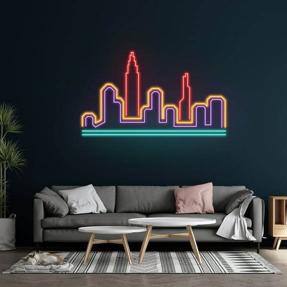 Handmadetneonsign City Skyline Neon sign, Custom Your city skyline Led neon Light, Wall Art