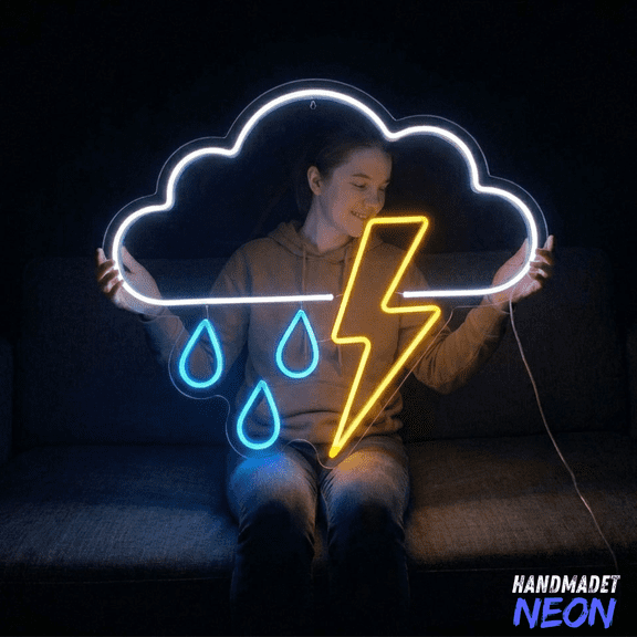 Handmadetneonsign Cloud Neon Sign, Storm Cloud Led Light, Weather Wall Decor