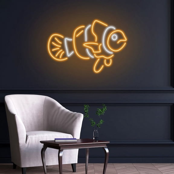 Handmadetneonsign Clownfish Neon Sign , Mountain Clown Fish Sign, Wall Decor, Fish Led Light, Custom Neon Sign, Best Gifts, Fish Lovers, Wall Décor