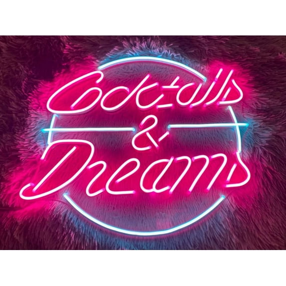 Handmadetneonsign Cocktails & Dreams Led Sign, Cocktails and Dreams Led Sign