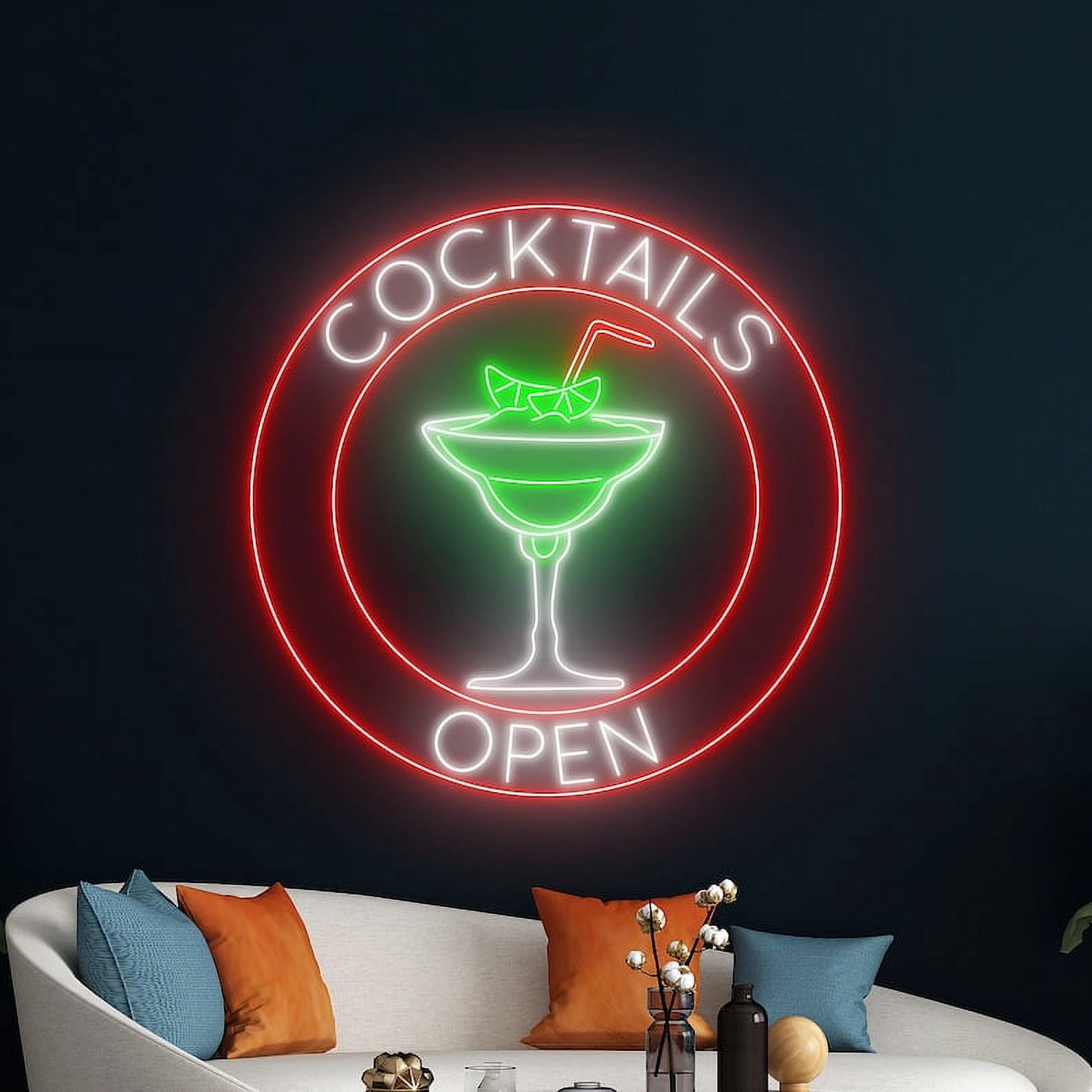 Handmadetneonsign Cocktails Open Neon Sign, Cocktails Open LED Light ...