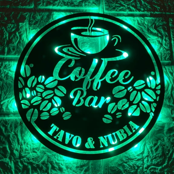 Handmadetneonsign Coffee Beans Metal Wall Art Light, Coffee Shop Metal Sign Wall Decor, Open Coffee Metal Decor