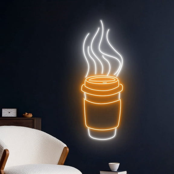 Handmadetneonsign Coffee Cup Neon Sign, Coffee Cup Neon Light, Cafe LED Light, Tea Cup Led Sign