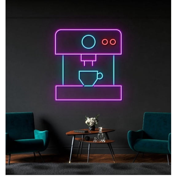 Handmadetneonsign Coffee machine neon sign, Personalized Coffee Sign, Personalized Gifts, Business Logo, Coffee Bar Sign, Coffee machine led neon sign, Wall Décor