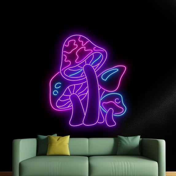 Handmadetneonsign Colorful Mushrooms Neon Sign, Mushrooms Wall Art Decor, Home Bedroom Wall Decor