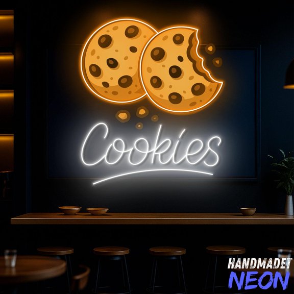 Handmadetneonsign Cookies Neon Sign, Chocolate Chip Cookie Light for Bakery, Dessert Shop Decor