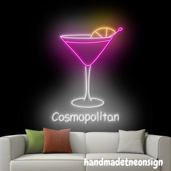 Handmadetneonsign Cosmopolitan Neon Sign, Cosmopolitan Cocktail Wall Art, Liquor Bar Pub Wall Decor 72030