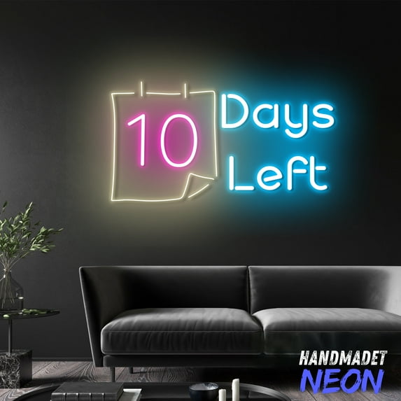 Handmadetneonsign Countdown Calendar Neon Sign, Led Wall Light For Bedroom, Birthday Decor 132088