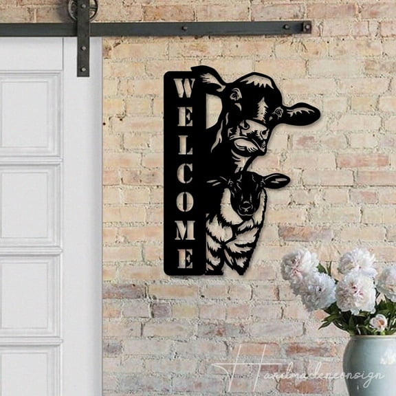 Handmadetneonsign Cow Sheep House Number Metal Wall Art LED Light - Personalized Sign Home Decor 59839