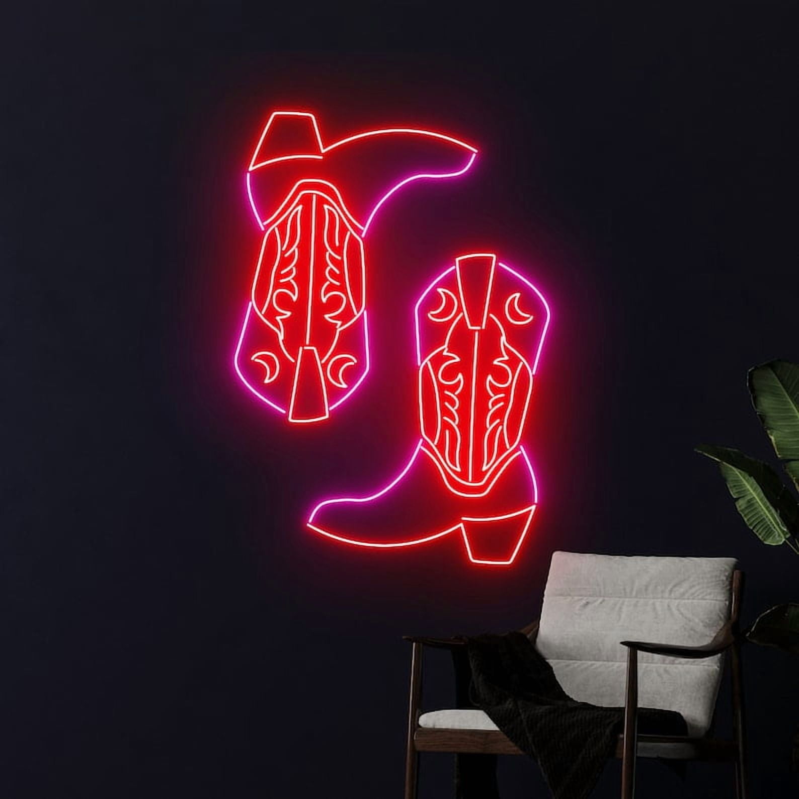 Handmadetneonsign Cowboy Boots Led Sign, Cowboy Neon Light