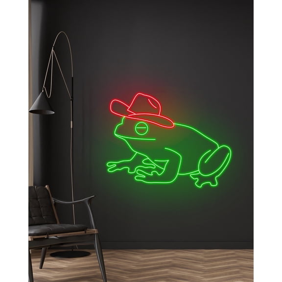 Handmadetneonsign Cowboy Frog Neon Sign, Cowboy Frog Led Signs, Cowboy Frog Wall Led light, Cowboy