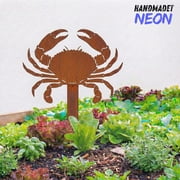 Handmadetneonsign Crab Rustic Metal Garden Stake, Gift For Crab Lover, Seafood Restaurant Yard Decor