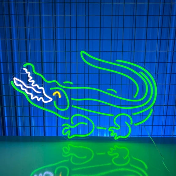 Handmadetneonsign Crocodile Neon Sign, Crocodile Led Light Wall Art Decor, Man Cave Room Wall Decor